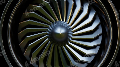 Preview: Jet engine turbine close-up in metallic finish