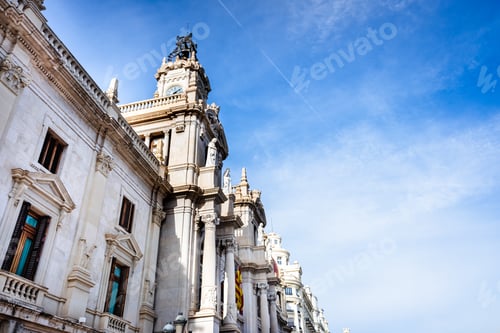 Preview: Facade of the Valencia City Council, from one of the corners, and with space for text