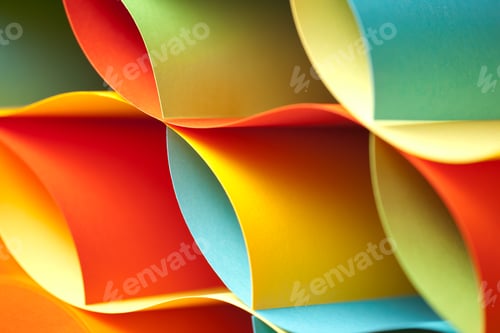 Preview: detail of curved, colored sheets of paper