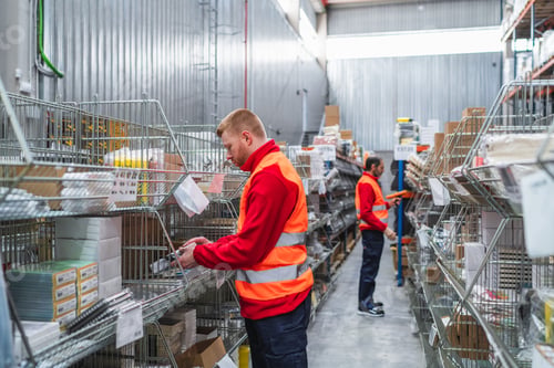 Preview: Warehouse workers managing inventory and logistics in distribution center