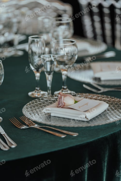 Preview: Vertical shot of a designed and arranged event table