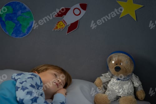 Preview: Happy child sleeping at home