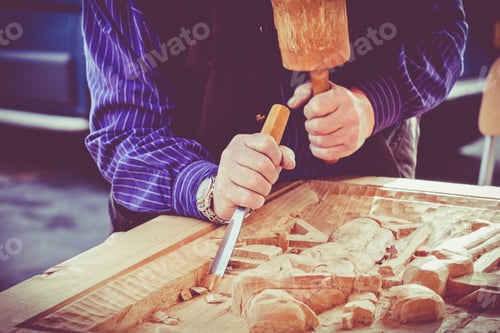 Preview: Gouge wood chisel carpenter tool. Work Of Artist
