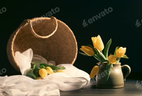 Preview: Still life with yellow tulip flower bouquet