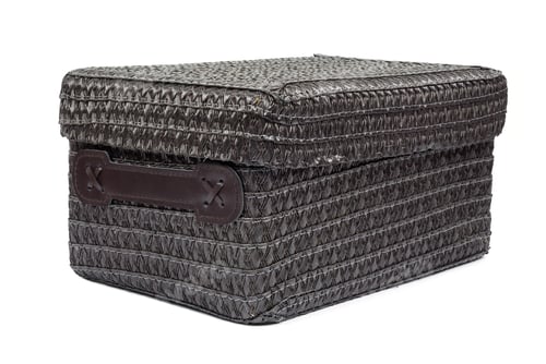 Preview: Brown wicker box on white background