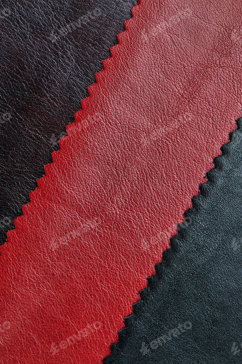 Preview: black and red leather with with curly edge. Uses for background. furniture upholstery background.