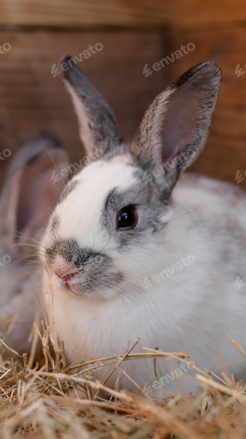 Preview: portrait of cute little farm bunny