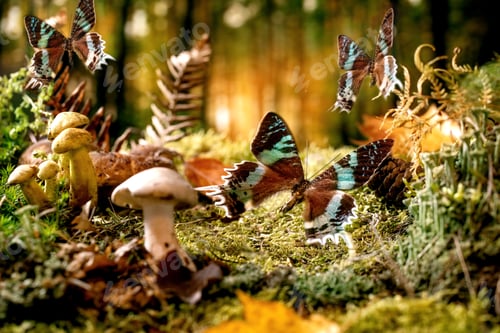 Preview: Fairy tale ambiance magical autumn forest background
