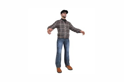 Preview: Figure man in plaid shirt, arms extended