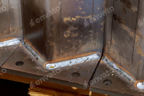 Preview: Welding works in the production workshop. Preparation of metal structures for use in construction.