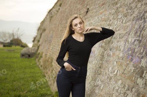 Preview: Teenage Girl Wearing Black, Posing Portrait.