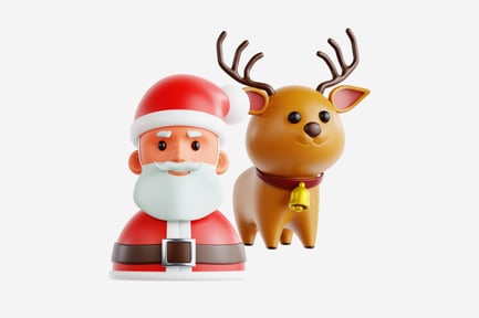 Preview: 3D Santa Claus with Reindeer Illustration