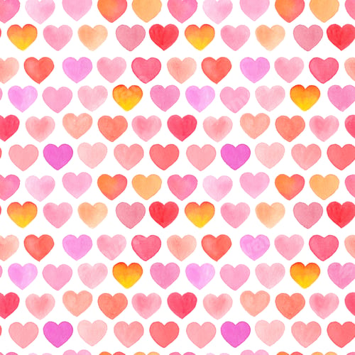 Preview: Seamless pattern with watercolor heart on white background.