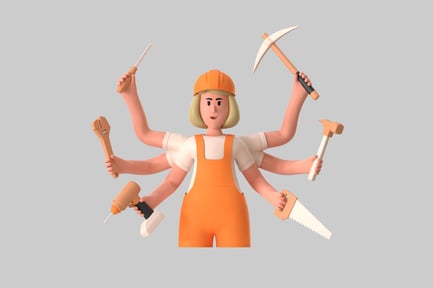 Preview: Multi-armed builder character