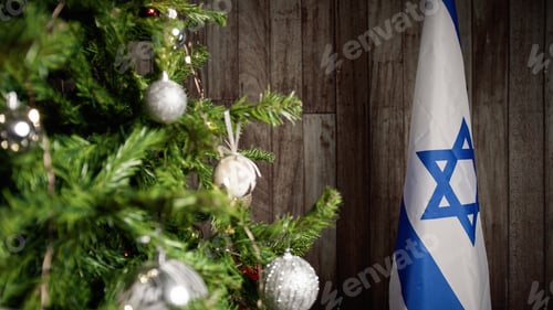 Preview: Israel flag near Christmas tree