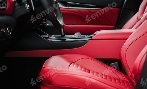 Preview: Luxury Red Leather Car Interior Finishing