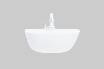 Preview: Modern white bathroom sink with faucet