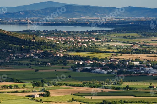 Preview: Panoramic view from Cortona, Italy, at summer