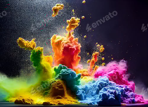 Preview: Colorful powder explosion on a black background