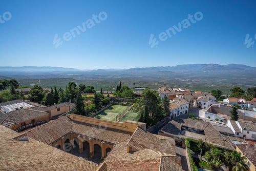 Preview: Aerial view of Baeza with Sierra Magina Mountains - Baeza, Jaen, Spain