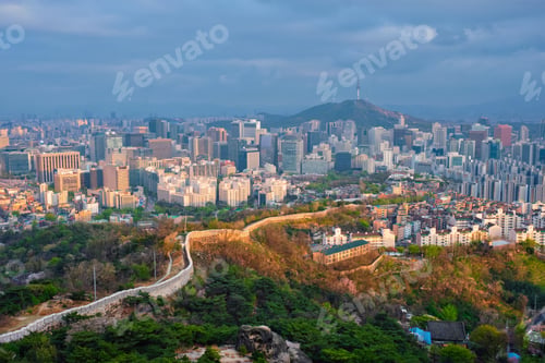 Preview: Seoul skyline on sunset, South Korea.