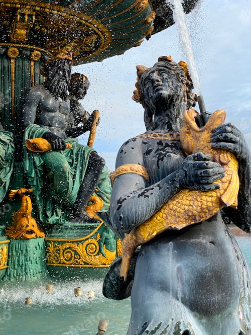 Preview: Fountain of the Seas detail, Concorde Square, Paris, France - Fo
