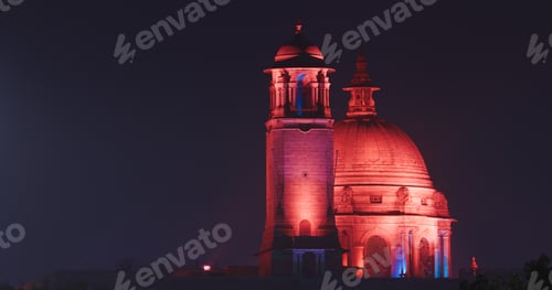Preview: New Delhi, Delhi, India. Close up of Rashtrapati Bhavan, Bell tower and Ministry of External Affairs