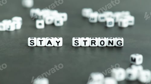 Preview: Stay strong motivational quote in black letters on white background. Inspiration concept.