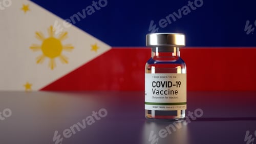 Preview: COVID-19 Vaccine Vial in Front of Flag