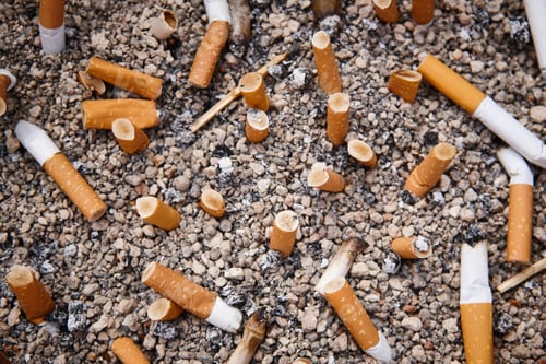 Preview: Ashtray with several cigarretes. Smoke addiction. Cancer disease. Unhealthy