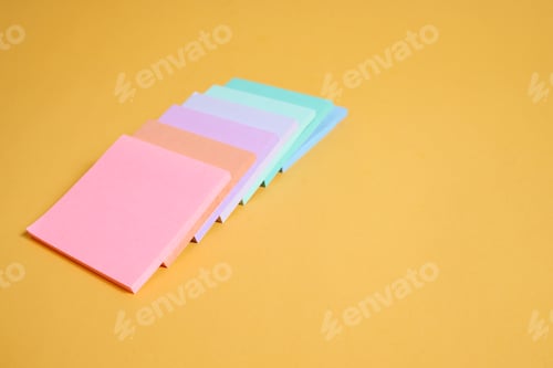 Preview: Arrangement Of Pile Colorful Sticky Notes