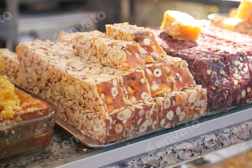 Preview: Turkish traditional sweet Turkish delight sold in the market