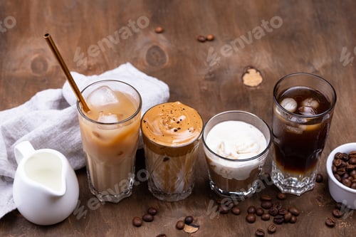 Preview: Different trendy cold coffee drink