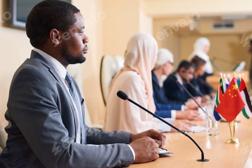 Preview: Young serious African-american delegate and participant of political forum