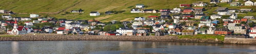 Preview: Panoramic view of Sandavagur village on Faroe islands. Vagar island