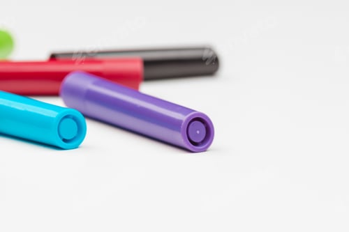 Preview: Colored markers isolated on white background. Close up