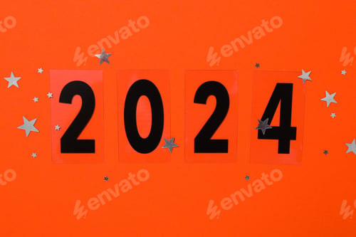 Preview: The concept of celebrating the New Year 2024, the inscription on a light background