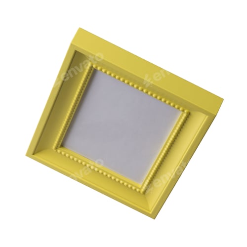 Preview: Yellow blank picture frame, realistic horizontal picture frame. Empty white picture frame, mockup