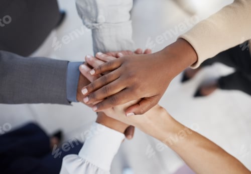 Preview: Hands, teamwork and collaboration of business people working in community for goal. Support, trust