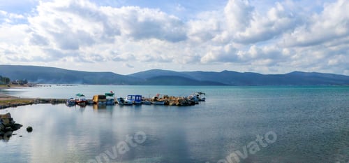 Preview: Icmeler / Urla / Izmir / Turkey, February 4, 2019, blue sea landscape