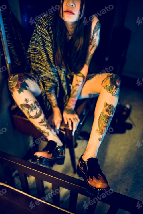 Preview: Tattoo Seductive Sexy Teen Girl Vogue Youth Concept