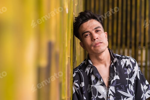 Preview: Portrait of cool young man outdoors during summer