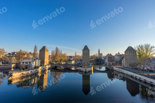 Preview: Strasbourg, medieval bridge Ponts Couverts is located in the historic district "Petite France".