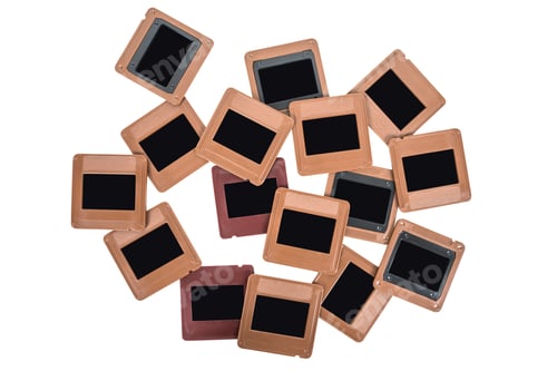 Preview: Vintage blank photo slides on white background