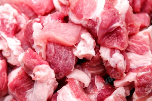 Preview: Raw cuts meat close-up, raw pork