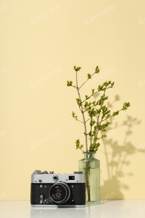 Preview: Concept of leisure and photo hobby with retro photo camera
