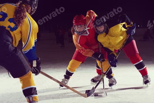 Preview: teen ice hockey sport players in action