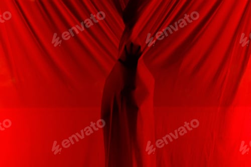 Preview: Abstract Red Fabric Texture with Dark Shadows