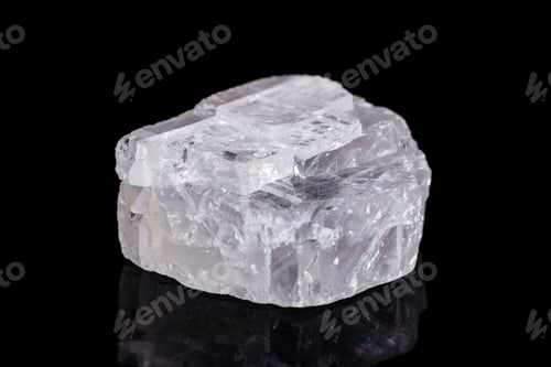 Preview: Macro mineral stone Iceland spar on black background