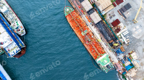 Preview: Oil Crude Gas Tanker Ship, Cargo container Ship offshore for maintenance. Petroleum